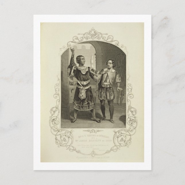Postal G. V. Brooke como Othello y James Bennett como Ia (Anverso)