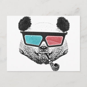 Postal Gafas 3D de panda de época