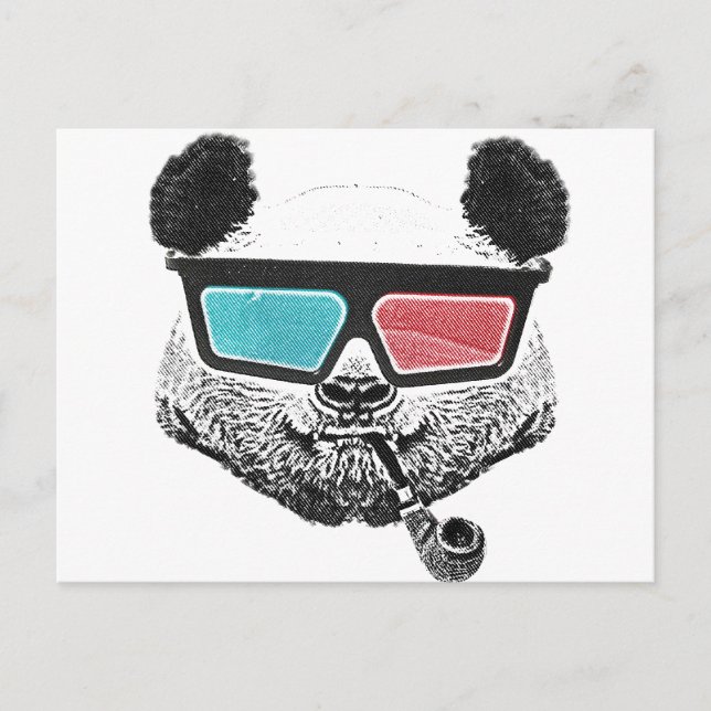 Postal Gafas 3D de panda de época (Anverso)