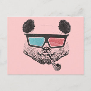 Postal Gafas 3D de panda de época