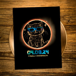 Postal Gafas de eclipse solar total 2024 gato