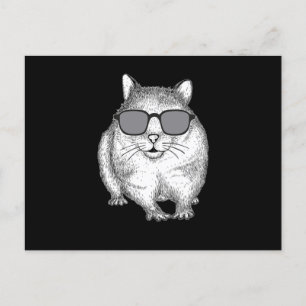 Postal Gafas de hámster Hipster Rodent Mascota Mustache R
