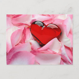 Postal Gafas de Rosa del corazón de vidrio rojo