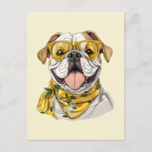 Postal Gafas de sol adorables de Bulldog inglés con limon