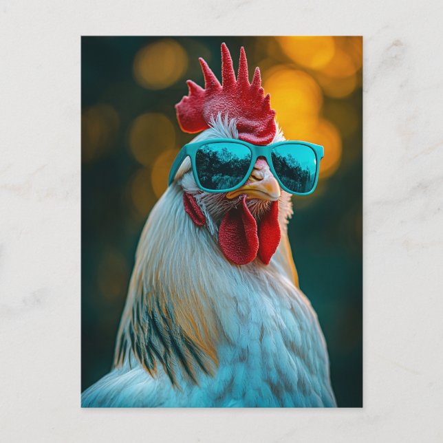 Postal Gafas de sol azules de Guay Rooster (Anverso)