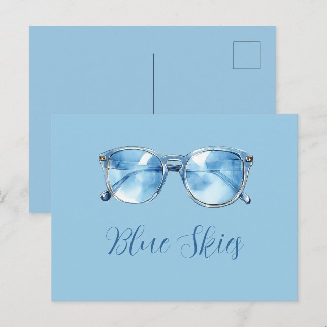 Postal Gafas de sol Blue Skies (Anverso / Reverso)