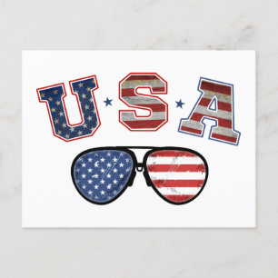 Postal Gafas de sol de la bandera estadounidense del Día 