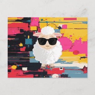 Postal Gafas de sol de oveja genial Arte de mancha de pin