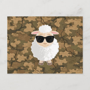 Postal Gafas de sol de oveja genial camuflaje de hoja Lin
