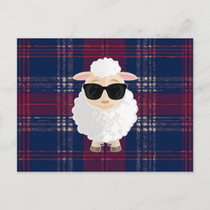 Postal Gafas de sol de oveja genial Cuadro azul rojo Lind