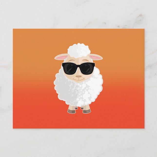 Postal Gafas de sol de oveja genial gradiente naranja dib (Anverso)