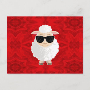 Postal Gafas de sol de oveja genial Rojo Textura Abstract