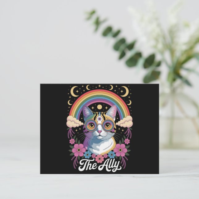 Postal Gafas de sol divertidas Ally Ca Pride Orgullo gay  (Anverso de pie)