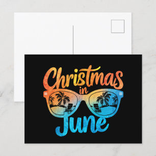 Postal Gafas de sol Navidad en junio divertida vacaciones