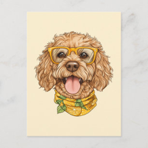 Postal Gafas de sol para perros Goldendoodle lindos Naran