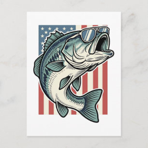 Postal Gafas de sol patrióticas para pesca de lubina vect
