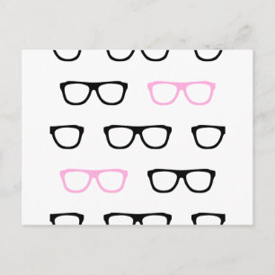 Postal gafas geeky geek rosa