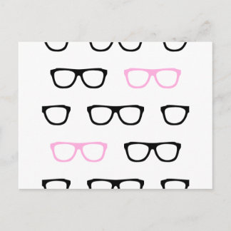 Postal gafas geeky geek rosa