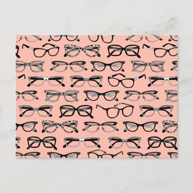 Postal Gafas rosadas pálidas, anteojos, anteojos (Anverso)