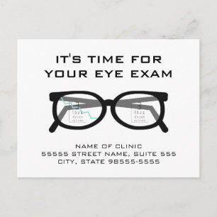 Postal Gafas rotas Examen ocular Recordatorio de nombrami