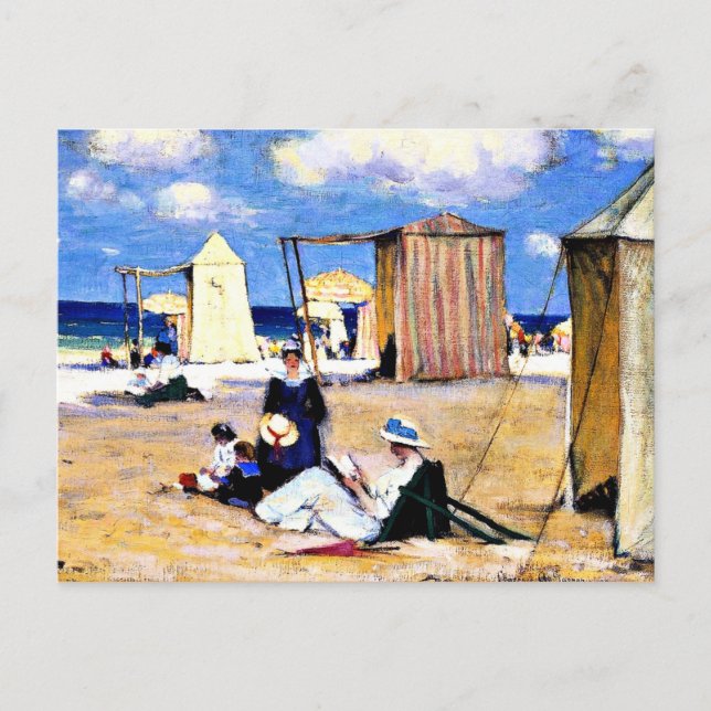 Postal Gagnon - La playa de Dinard, arte fino (Anverso)