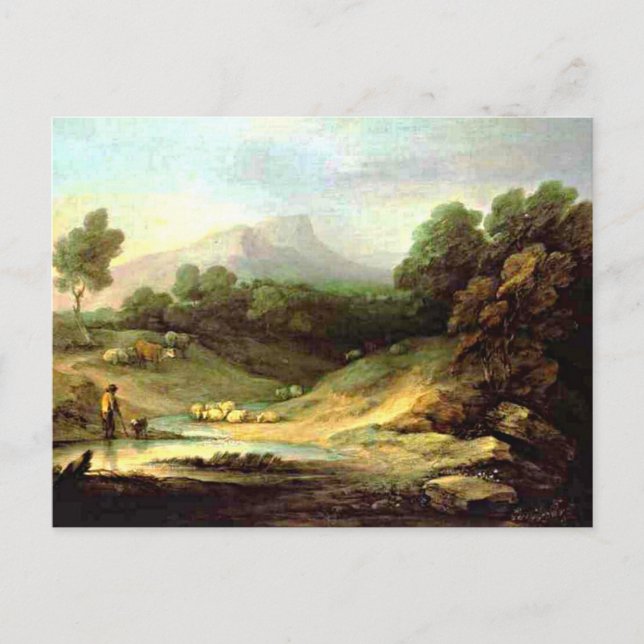 Postal Gainsborough - Paisaje de montaña con Shepherd (Anverso)