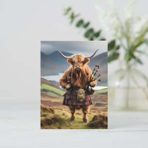 Postal Gaita de la bolsa de la vaca montañesa escocesa,