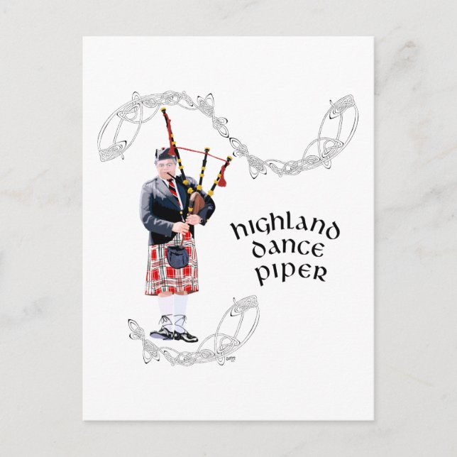 Postal Gaitero con kilt rojo (Anverso)