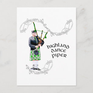 Postal Gaitero Gentilhombre con Kilt Verde