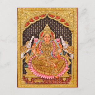 POSTAL GAJA LAKSHMI INTRICAR PINTURA DE TANJORE {SUR IND
