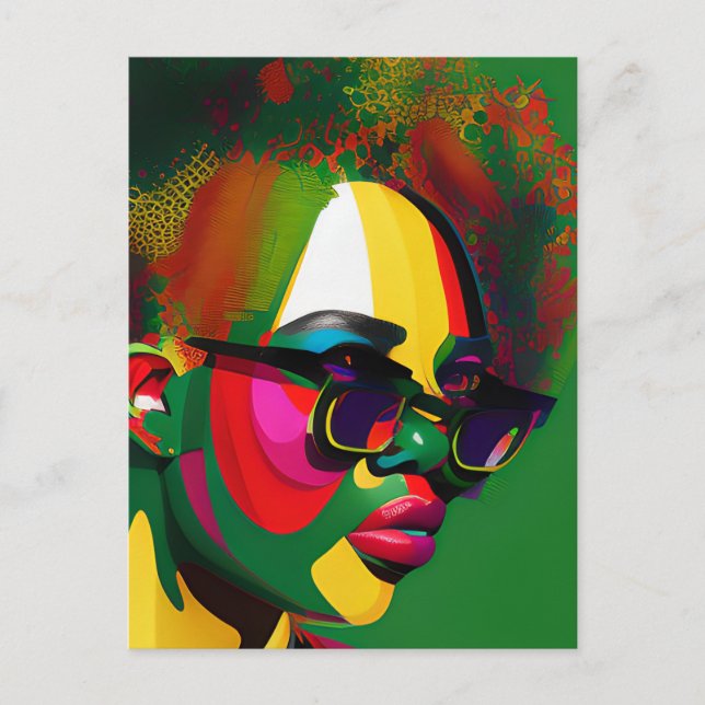 Postal Gal Melanin de Sista Negro Mujer Junetdecia Reina (Anverso)