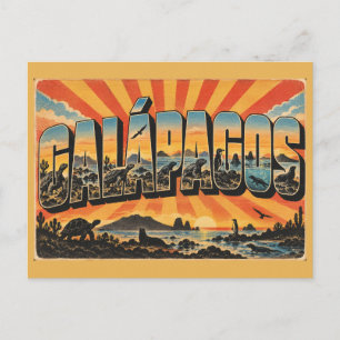 Postal Galápagos Ecuador Fauna Volcanes Océano Arte