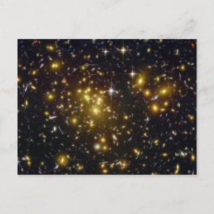 Postal Galaxia Abell 1689 estrellas doradas NASA