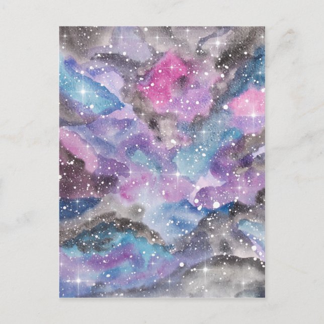 Postal Galaxia acuarela de arte espacial (Anverso)