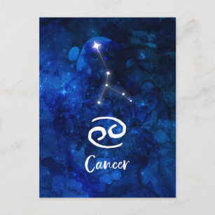 Postal Galaxia azul de la constelación del zodiaco del