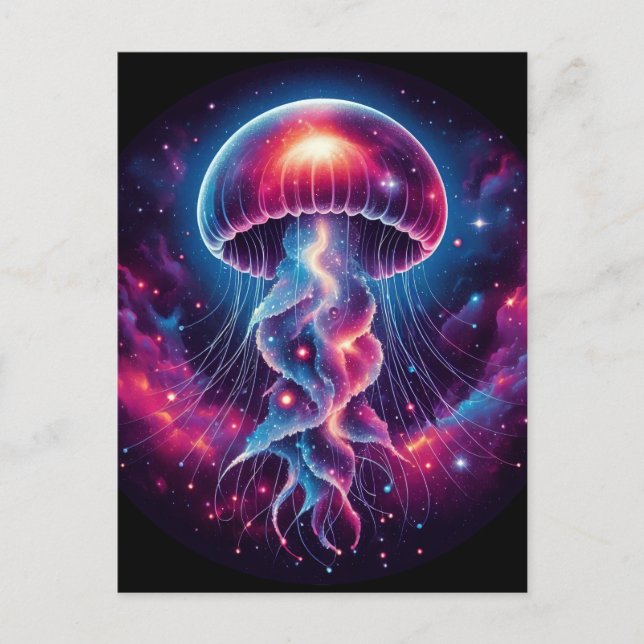 Postal Galaxia de arte de medusas cósmicas (Anverso)