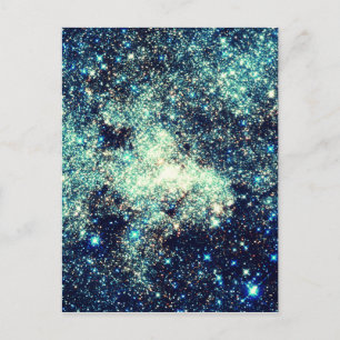Postal Galaxia de la Vía Láctea verde azulada