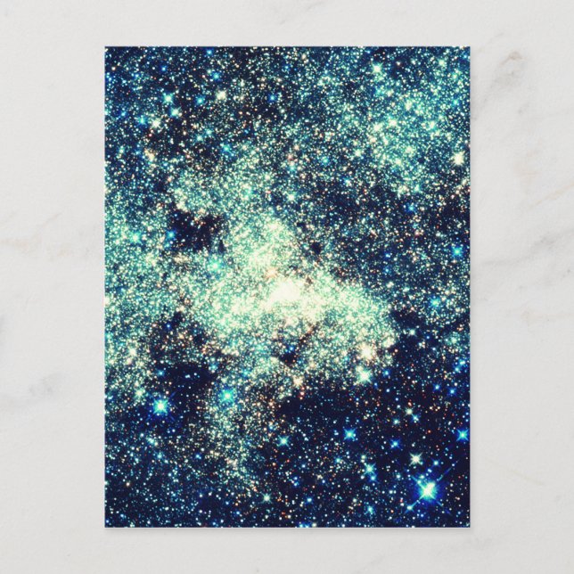 Postal Galaxia de la Vía Láctea verde azulada (Anverso)