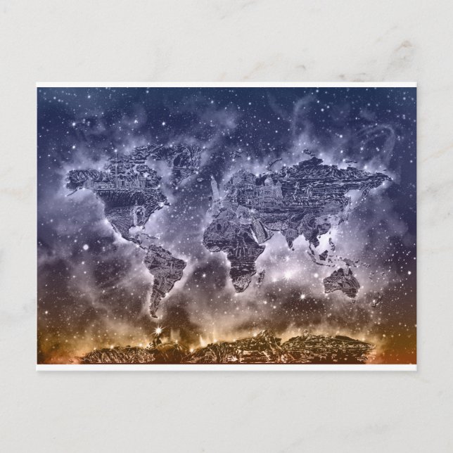 Postal galaxia de mapa mundial 2 (Anverso)