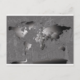 Postal galaxia de mapa mundial en blanco y negro 5
