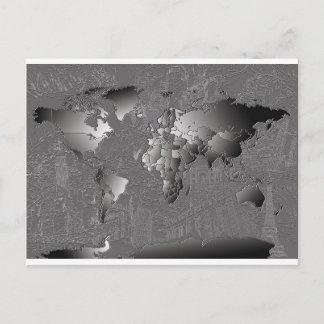Postal galaxia de mapa mundial en blanco y negro 5