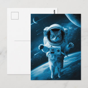 Postal Galaxia del planeta del astronauta Gato Gatito Min
