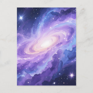 Postal Galaxia Espiral Nebulosa Remolino Cósmico Púrpura