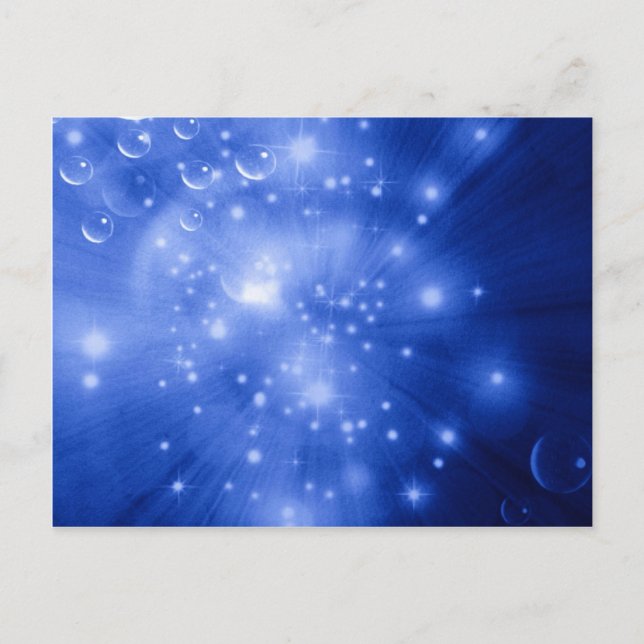 Postal Galaxia explosión azul cobalto (Anverso)