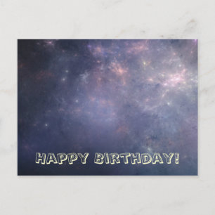 Postal Galaxia púrpura con estrellas