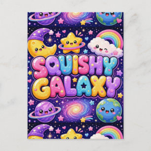 Postal Galaxia Squishy Monada Tierra Luna Estrellas