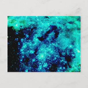 Postal Galaxia verde azulada