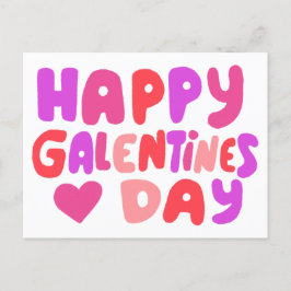 Postal Galentines Day Bubble Letters Pink Curvy Retro