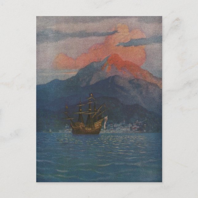 Postal Galeón sobre el principal hispano (Anverso)