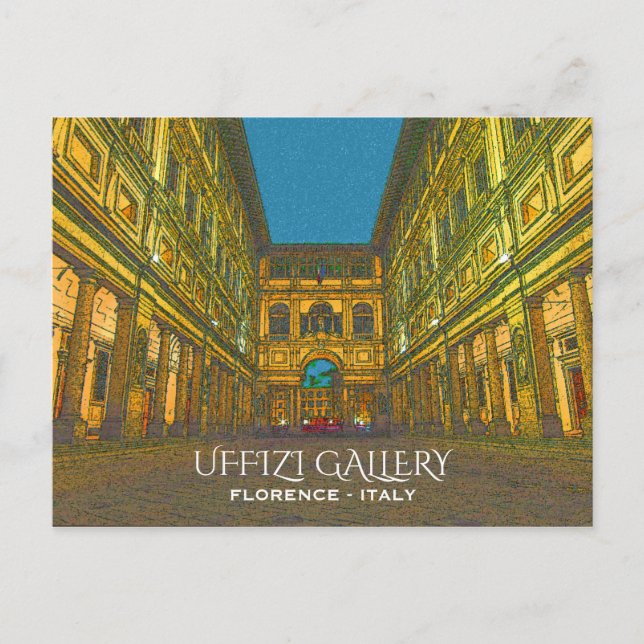 Postal Galería Uffizi, Florencia, Italia (Anverso)